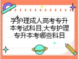 学护理成人高考专升本考试科目,大专护理专升本考哪些科目