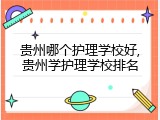 贵州哪个护理学校好,贵州学护理学校排名