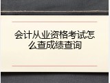 会计从业资格考试怎么查成绩查询