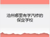 沧州哪里有学汽修的保定学校
