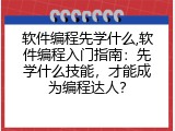 软件编程先学什么,软件编程入门指南：先学什么技能，才能成为编程达人？