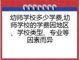 幼师学校多少学费,幼师学校的学费因地区、学校类型、专业等因素而异