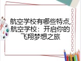 航空学校有哪些特点,航空学校：开启你的飞翔梦想之旅