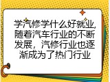 学汽修学什么好就业,随着汽车行业的不断发展，汽修行业也逐渐成为了热门行业