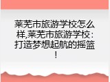 莱芜市旅游学校怎么样,莱芜市旅游学校：打造梦想起航的摇篮！
