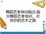 舞蹈艺考培训临汾,临汾舞蹈艺考培训，点亮你的艺术之路