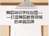舞蹈培训学校加盟&mdash;&mdash;打造舞蹈教育领域的卓越品牌