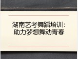 湖南艺考舞蹈培训：助力梦想舞动青春