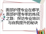 面部护理专业在哪学,面部护理专家的炼成之路：探访专业培训与自我提升的秘诀