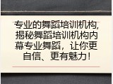 专业的舞蹈培训机构,揭秘舞蹈培训机构内幕专业舞蹈，让你更自信、更有魅力！