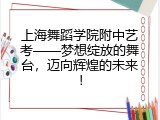 上海舞蹈学院附中艺考&mdash;&mdash;梦想绽放的舞台，迈向辉煌的未来！