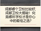 成都哪个卫校比较好,成都卫校大揭秘！究竟哪所学校才是你心中的最佳之选？