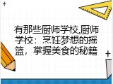 有那些厨师学校,厨师学校：烹饪梦想的摇篮，掌握美食的秘籍