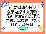 山东菏泽哪个技校可以学电焊,山东菏泽：探访电焊培训的理想之选，掌握这门技术让你大放异彩！