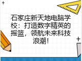 石家庄新天地电脑学校：打造数字精英的摇篮，领航未来科技浪潮！