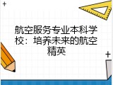航空服务专业本科学校：培养未来的航空精英