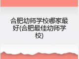 合肥幼师学校哪家最好(合肥最佳幼师学校)