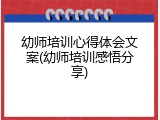 幼师培训心得体会文案(幼师培训感悟分享)