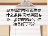 高考舞蹈专业都需要什么条件,高考舞蹈专业：梦想的舞台，你准备好了吗？