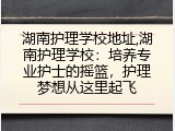 湖南护理学校地址,湖南护理学校：培养专业护士的摇篮，护理梦想从这里起飞