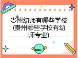 贵州幼师有哪些学校(贵州哪些学校有幼师专业)