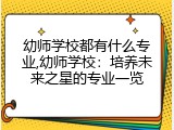 幼师学校都有什么专业,幼师学校：培养未来之星的专业一览