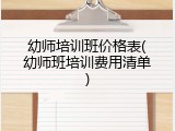 幼师培训班价格表(幼师班培训费用清单)