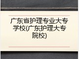 广东省护理专业大专学校(广东护理大专院校)