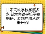 甘肃高铁学校学费多少,甘肃高铁学校学费揭秘，梦想启航从这里开始！