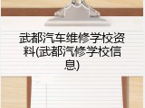 武都汽车维修学校资料(武都汽修学校信息)
