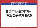 黄冈卫校(黄冈卫校：专业医学教育基地)