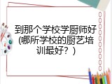 到那个学校学厨师好(哪所学校的厨艺培训最好？)