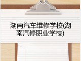 湖南汽车维修学校(湖南汽修职业学校)