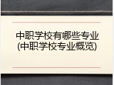 中职学校有哪些专业(中职学校专业概览)