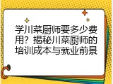 学川菜厨师要多少费用？揭秘川菜厨师的培训成本与就业前景