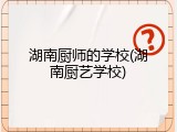 湖南厨师的学校(湖南厨艺学校)