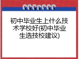 初中毕业生上什么技术学校好(初中毕业生选技校建议)