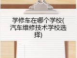 学修车在哪个学校(汽车维修技术学校选择)