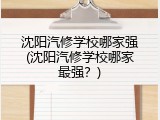 沈阳汽修学校哪家强(沈阳汽修学校哪家最强？)