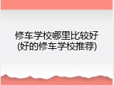 修车学校哪里比较好(好的修车学校推荐)