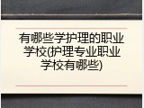 有哪些学护理的职业学校(护理专业职业学校有哪些)