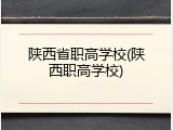 陕西省职高学校(陕西职高学校)