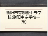衡阳市有哪些中专学校(衡阳中专学校一览)