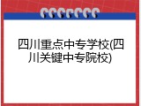 四川重点中专学校(四川关键中专院校)