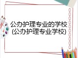 公办护理专业的学校(公办护理专业学校)