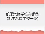 凯里汽修学校有哪些(凯里汽修学校一览)