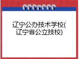 辽宁公办技术学校(辽宁省公立技校)