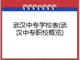 武汉中专学校表(武汉中专职校概览)