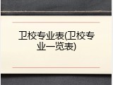 卫校专业表(卫校专业一览表)