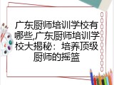 广东厨师培训学校有哪些,广东厨师培训学校大揭秘：培养顶级厨师的摇篮